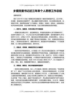 乡镇党委书记近三年来个人思想工作总结.docx