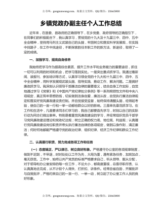 乡镇党政办副主任个人工作总结.docx
