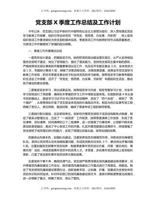 党支部X季度工作总结及工作计划.docx
