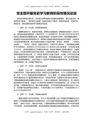 党支部开展党史学习教育阶段性情况总结.docx