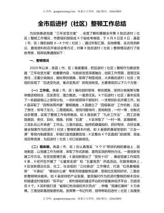 全市后进村（社区）整顿工作总结.docx