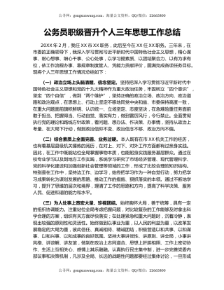 公务员职级晋升个人三年思想工作总结.docx