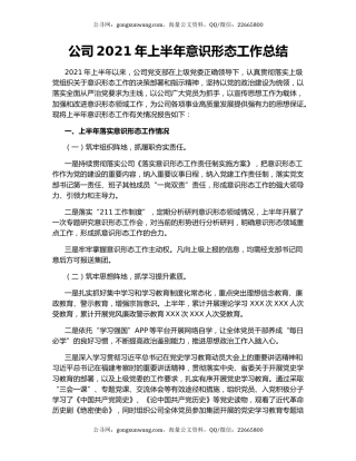 公司2021年上半年意识形态工作总结.docx