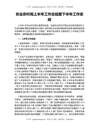 农业农村局上半年工作总结暨下半年工作安排.docx