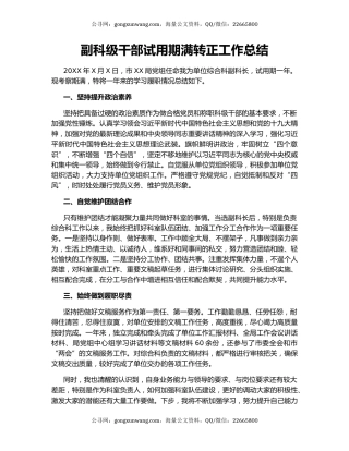 副科级干部试用期满转正工作总结.docx