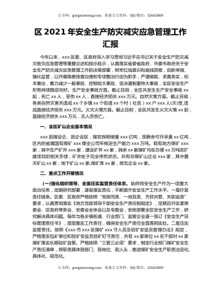 区2021年安全生产防灾减灾应急管理工作汇报.docx