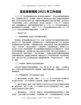 区应急管理局2021年工作总结.docx