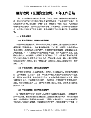 区财政局（区国资金融局）X年工作总结.docx