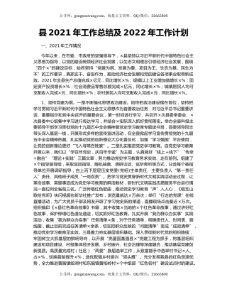 县2021年工作总结及2022年工作计划.docx