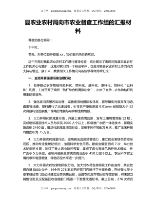 县农业农村局向市农业督查工作组的汇报材料.docx