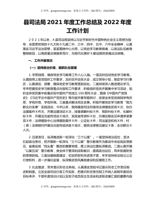 县司法局2021年度工作总结及2022年度工作计划.docx