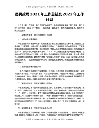 县民政局2021年工作总结及2022年工作计划（2）.docx
