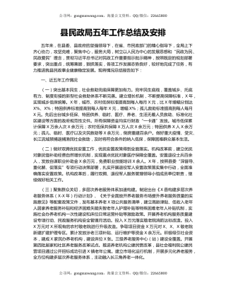 县民政局五年工作总结及安排.docx
