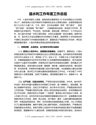 县水利工作年度工作总结.docx