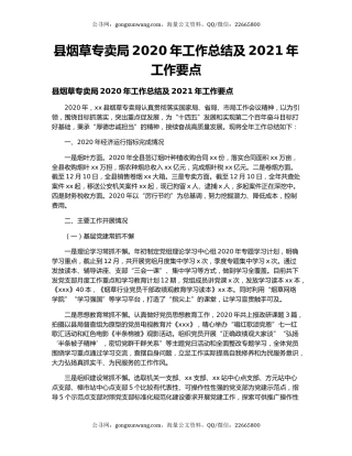 县烟草专卖局2020年工作总结及2021年工作要点.docx