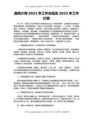 县统计局2021年工作总结及2022年工作打算.docx