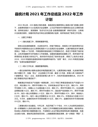 县统计局2021年工作总结及2022年工作计划.docx