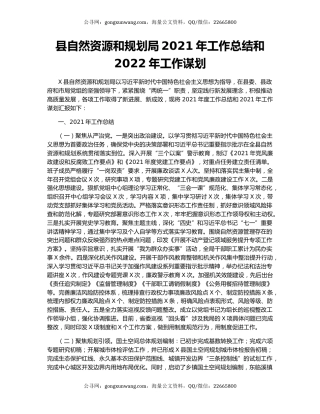 县自然资源和规划局2021年工作总结和2022年工作谋划.docx