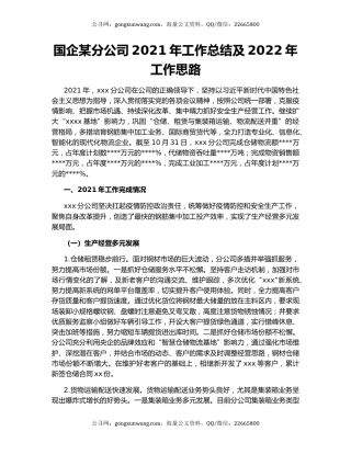 国企某分公司2021年工作总结及2022年工作思路.docx