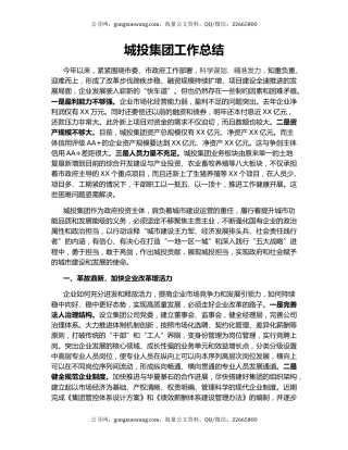 城投集团工作总结.docx