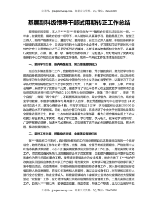 基层副科级领导干部试用期转正工作总结.docx