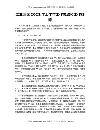 工业园区2021年上半年工作总结和工作打算.docx