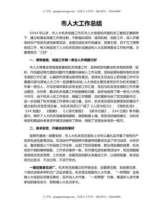 市人大工作总结.docx