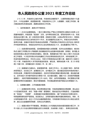 市人民政府办公室2021年度工作总结（2）.docx