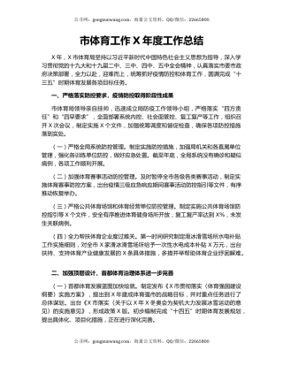 市体育工作X年度工作总结.docx