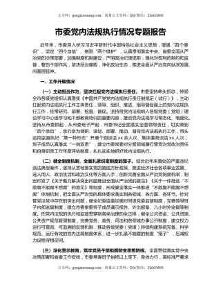 市委党内法规执行情况专题报告.docx