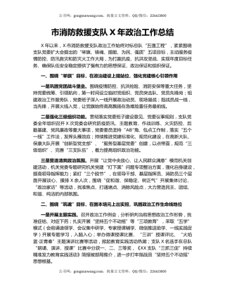 市消防救援支队X年政治工作总结.docx