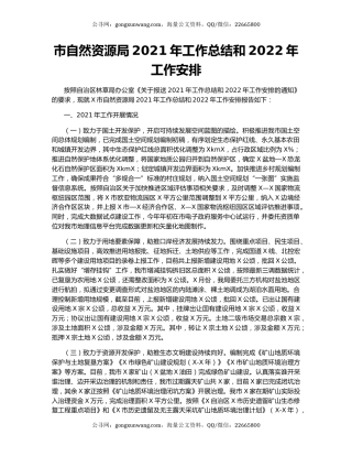 市自然资源局2021年工作总结和2022年工作安排.docx