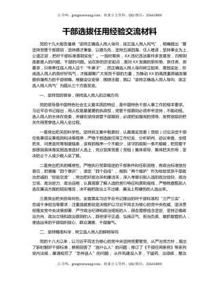 干部选拔任用经验交流材料.docx