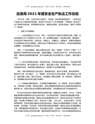 应急局2021年度安全生产执法工作总结.docx