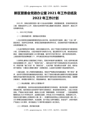 新区管委会党政办公室2021年工作总结及2022年工作计划.docx