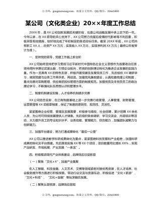 某公司（文化类企业）20××年度工作总结.docx