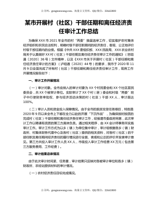 某市开展村（社区）干部任期和离任经济责任审计工作总结.docx