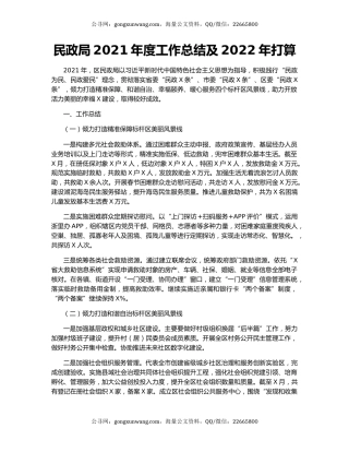 民政局2021年度工作总结及2022年打算.docx