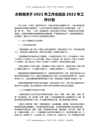 水务局关于2021年工作总结及2022年工作计划.docx