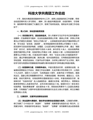科技大学共青团工作总结.docx
