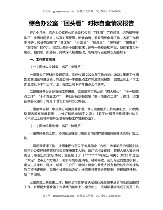 综合办公室“回头看”对标自查情况报告.docx