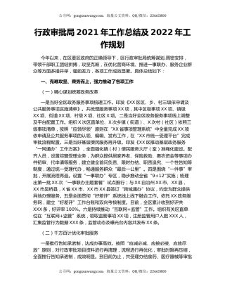 行政审批局2021年工作总结及2022年工作规划.docx