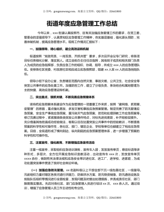 街道年度应急管理工作总结.docx