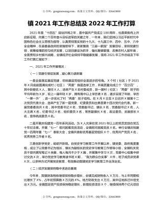 镇2021年工作总结及2022年工作打算.docx