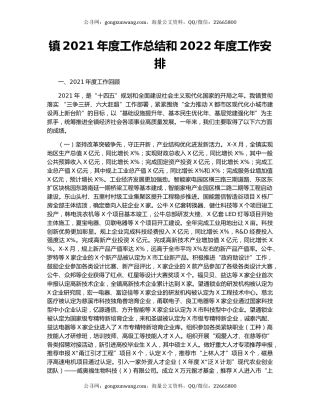 镇2021年度工作总结和2022年度工作安排.docx