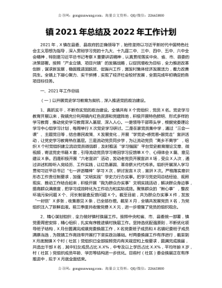 镇2021年总结及2022年工作计划.docx