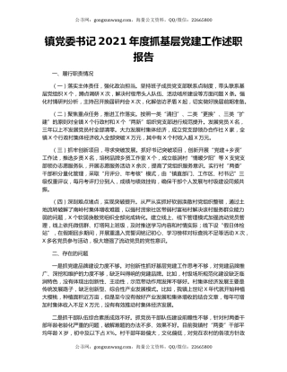 镇党委书记2021年度抓基层党建工作述职报告.docx