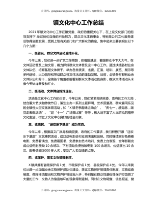 镇文化中心工作总结.docx