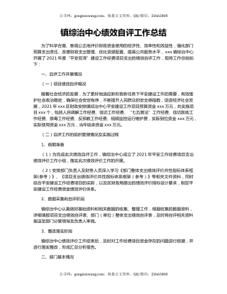 镇综治中心绩效自评工作总结.docx