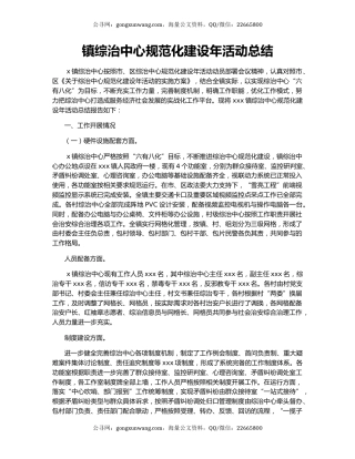 镇综治中心规范化建设年活动总结.docx